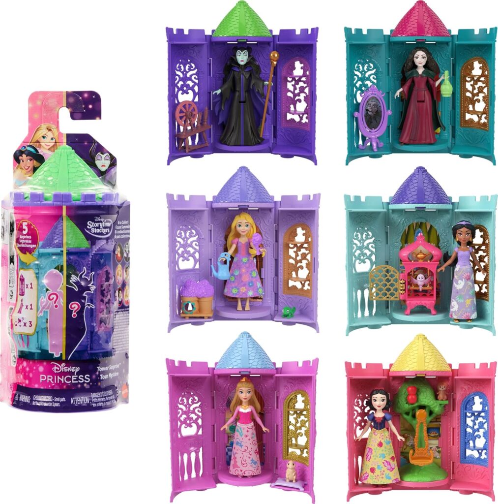 Torre-surpresa Mattel com princesas e vilãs Disney