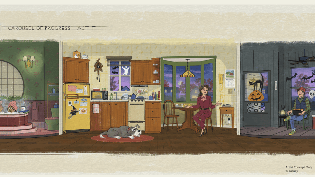 Nova arte conceito do Carousel of Progress apresenta mãe e pai em uma das novidades Disney World