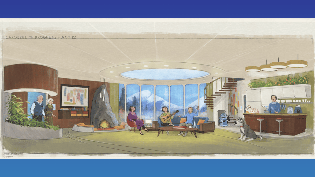 Nova arte conceito do Carousel of Progress apresenta uma das cenas das novidades Disney World