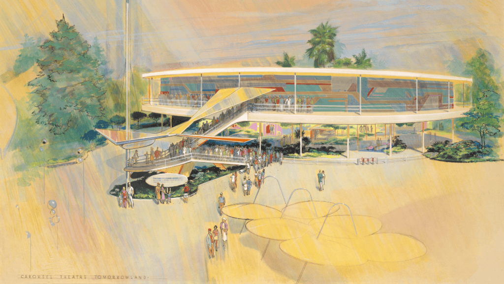 Nova arte conceito do Carousel of Progress apresenta área externa de uma das novidades Disney World
