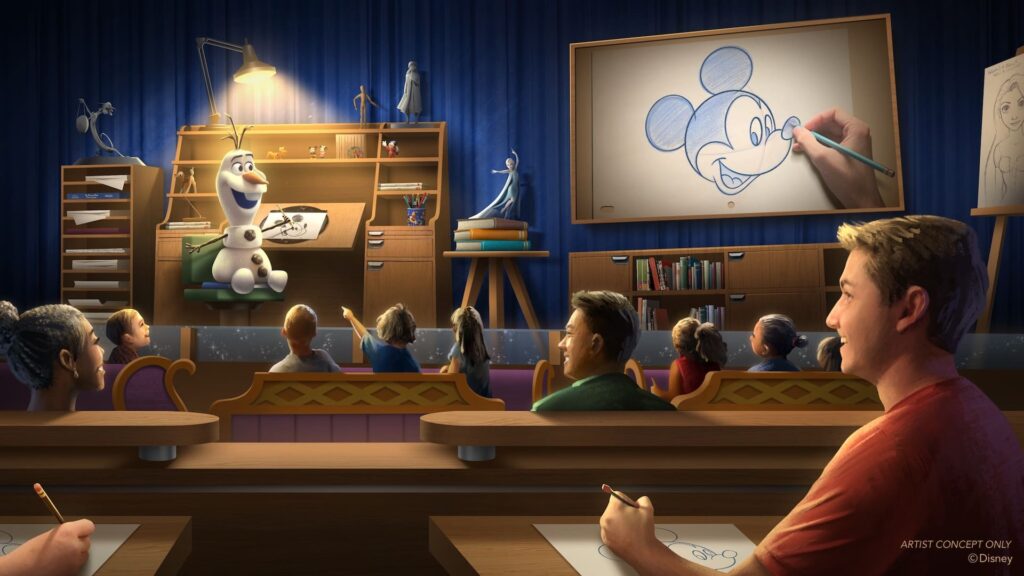 Olaf Draws no The Magic of Disney Animation do Hollywood Studios